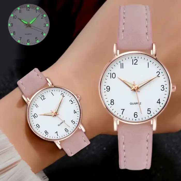 Montre de mode pour femmes en cuir montres à Quartz dames de luxe rétro-éclairage montre-bracelet horloge relogio feminino
