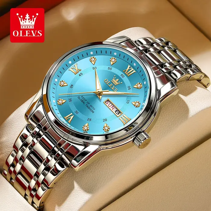 OLEVS 5513 montre à Quartz originale exclusive pour hommes diamant échelle romaine montre-bracelet étanche double