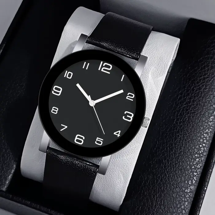 Top marque de luxe hommes montre décontracté en cuir Quartz