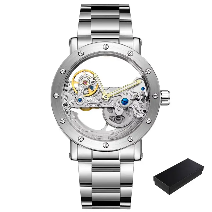 Relogio Masculino Forsining luxe haut marque montres pour hommes Transparent automatique horloges mécaniques en cuir