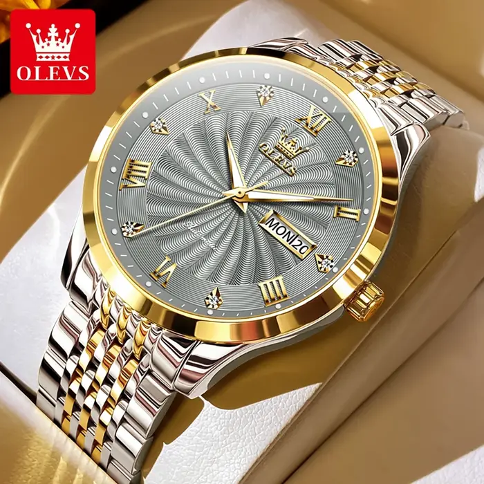 OLEVS Top marque automatique mécanique hommes montre cadran fileté étanche bracelet en acier inoxydable classique