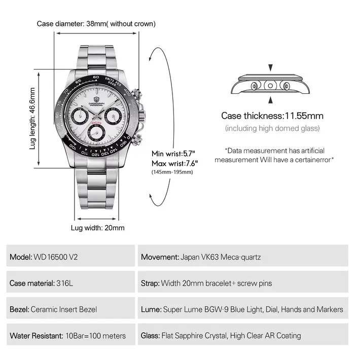 Watchdives WD16500 V2 montre pour hommes VK63