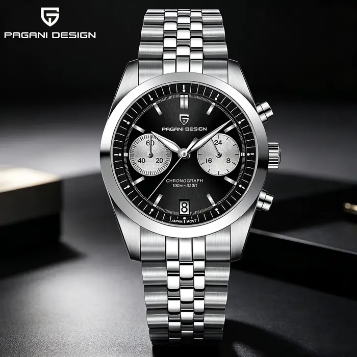 Montre Pagani Design Quartz Robe Acier Inoxydable Bracelet Lumineuses Fonction Chronographe Occasions Spéciales