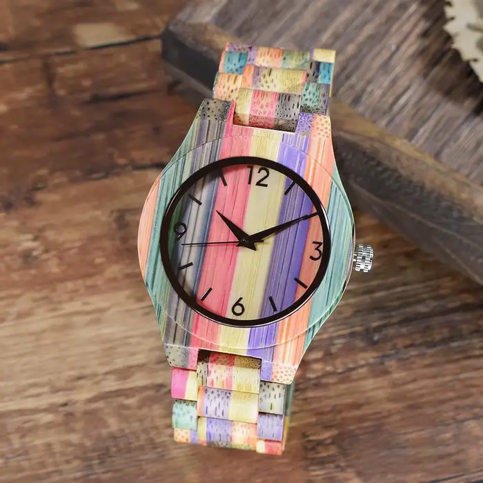 Montre-bracelet en bambou pour femme