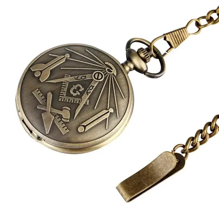 Steampunk Masons – montre de poche pour maçonnerie, avec chaîne pendentif, mouvement à Quartz analog