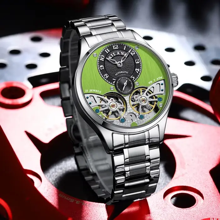 AILANG 2026 nouvelle montre de luxe Double Tourbillon hommes montres mécaniques en acier inoxydable