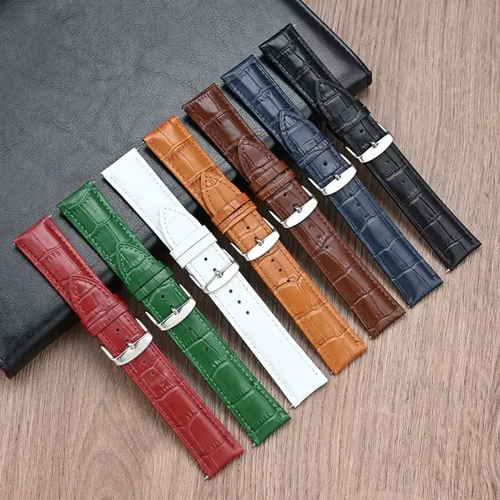 Bracelet de montre en cuir véritable pour hommes et femmes
