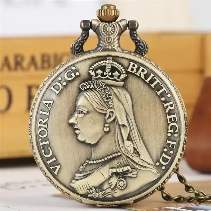 Antique Victoria reine d'angleterre chasseur complet hommes femmes analogique Quartz montre de poche collier pendentif