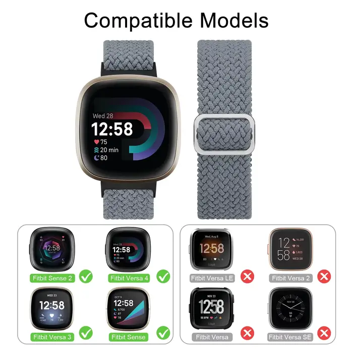 Bracelet à boucle Solo tressé pour Fitbit Versa 3 4