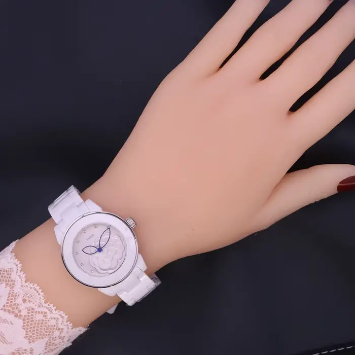 Montre en céramique pour femmes nacre quartz élégante mode bracelet cadeau occasion spéciale