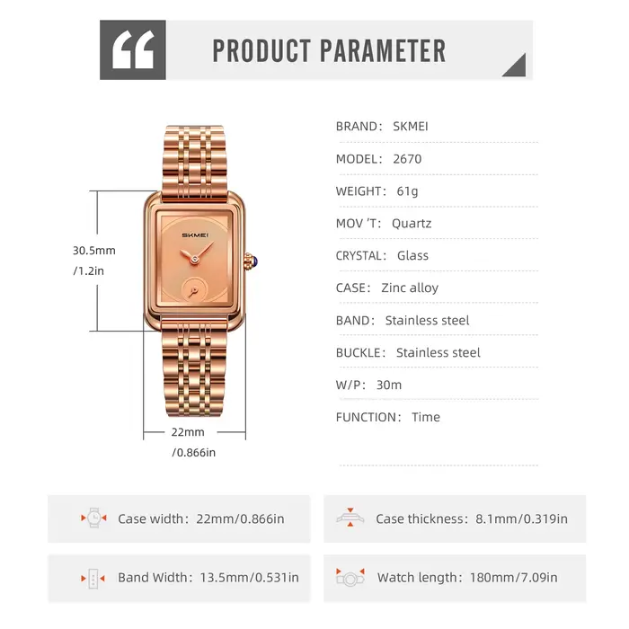 Montre à quartz SKMEI 2670 pour femme