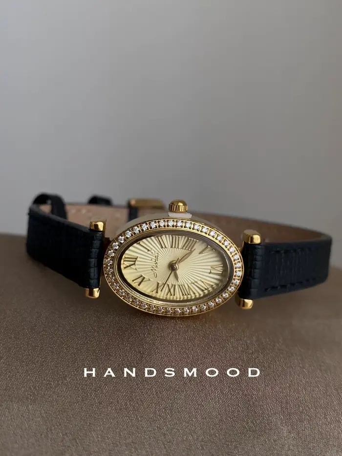 Montre en or noir haut de gamme ovale mode luxe design exquis haute qualité