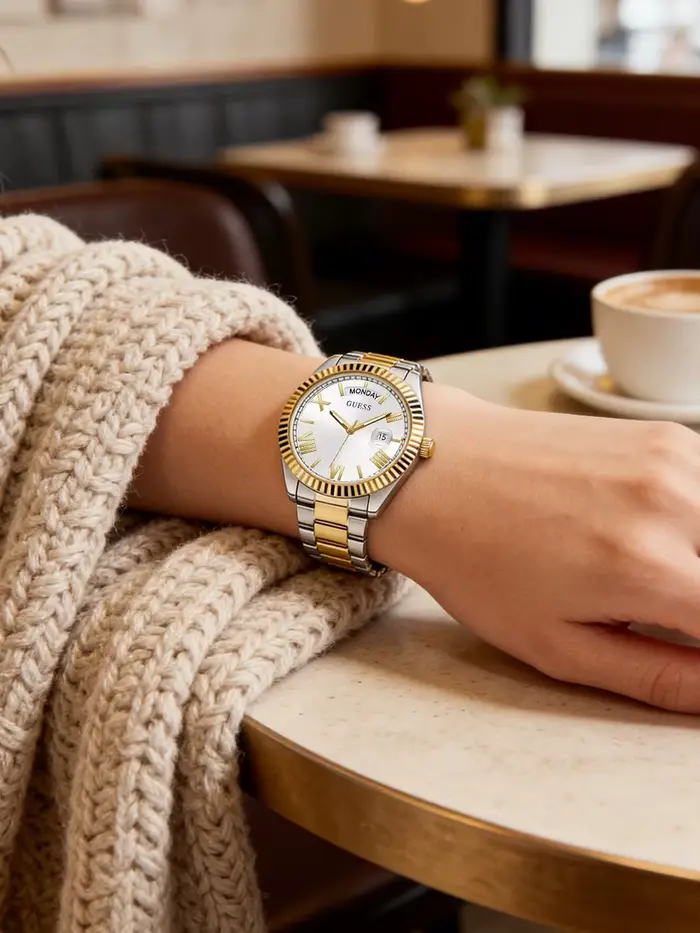 Montres de luxe pour femmes Guess GW0308L6 Luna en acier inoxydable avec strass