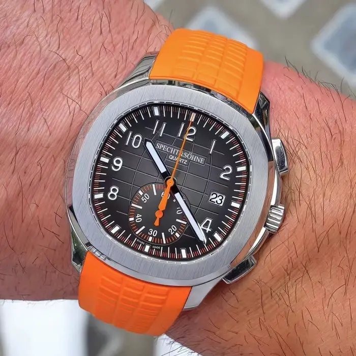 Montre Specht & Söhne en acier inoxydable avec bracelet en caoutchouc, résistante à l'eau, mouvement à quartz, chronographe, pour homme, sport, luxe, polyvalente, occasions spéciales