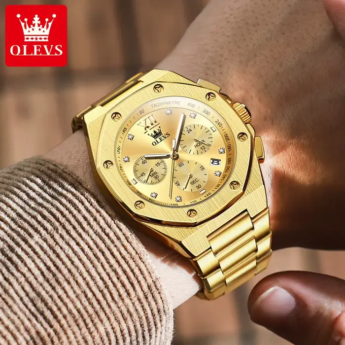 OLEVS 3626 montres pour hommes montre-bracelet originale en acier inoxydable chronographe multifonctionnel étanche lumineux Quartz Reloj