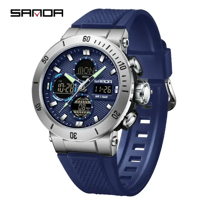 SANDA Chic Sport montre pour hommes Orange bracelet confortable luxe étanche chronographe Quartz montres numérique Date semaine horloge
