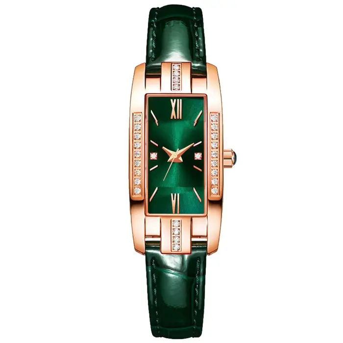 Montre à Quartz en diamant pour femmes, montre-bracelet de luxe en diamant avec bracelet en cuir PU 