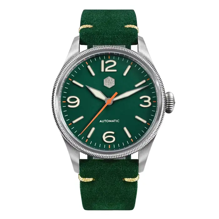 San Martin 38.5mm NH35 Montre Pilote Pour Homme Montre-Bracelet Étanche Rétro dehors Shoous 10Bar Mo