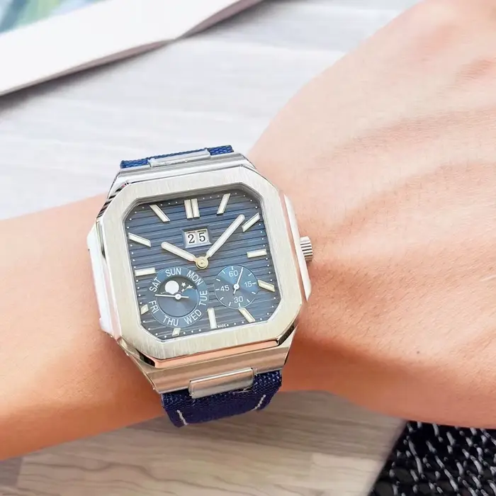 Montre mécanique automatique durable pour homme, multifonctionnelle, calendrier complet, acier inoxy