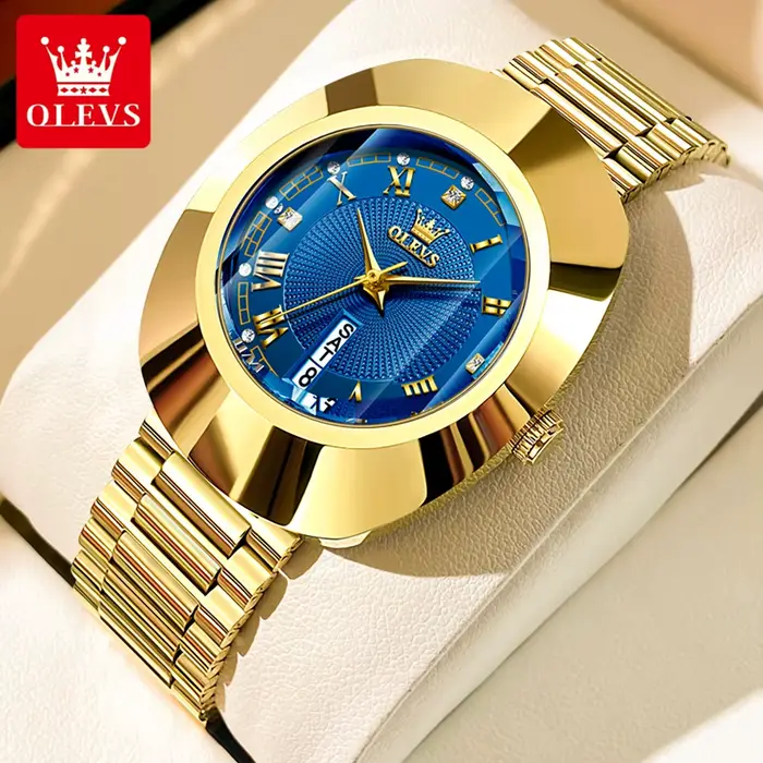OLEVS montre à Quartz dorée pour femmes mode élégante boîtier en acier tungstène montres étanches de luxe Original dames
