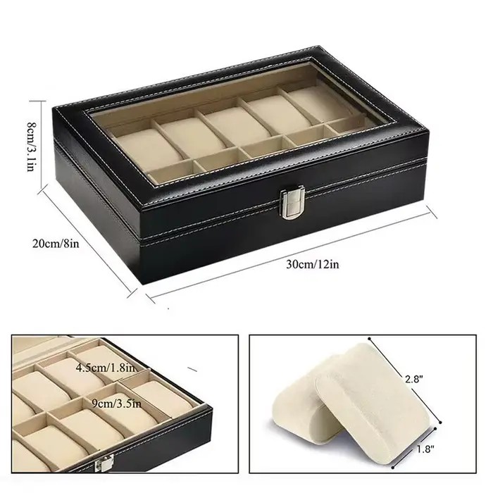 Boîte de présentation de montre-bracelet en cuir PU