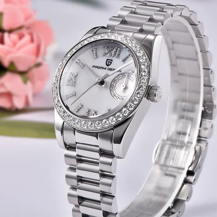 Montre-bracelet Pagani Design VH65 en acier inoxydable avec cristal de saphir pour femmes occasions spéciales résistante à l'eau antique