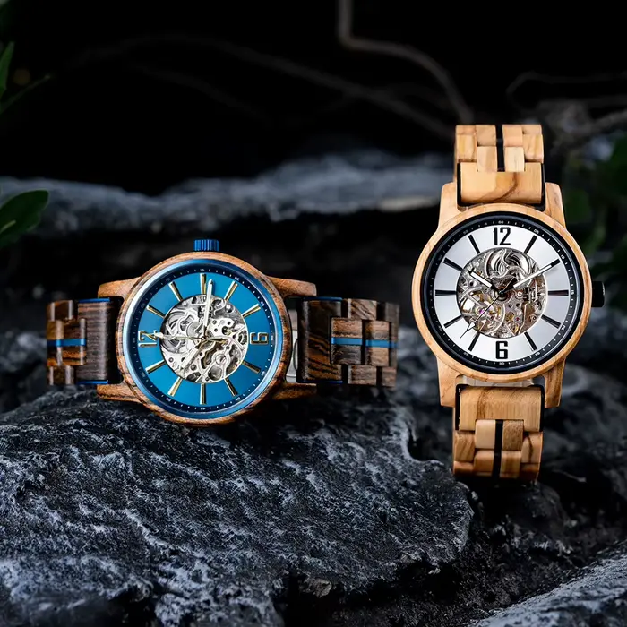 BOBO BIRD nouvelles montres mécaniques pour hommes en bois véritable luxe squelette montre automatique personnalisé homme cadeau pour noël relojes mecánicos