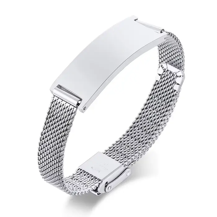 Bracelet en maille milanaise personnalisé pour femmes, nom personnalisé en acier inoxydable, réglabl