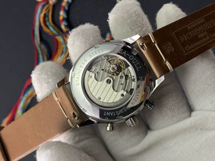 Montre mécanique automatique multifonctionnelle pour homme design rétro miroir à bulles ivoire mouvement automatique chronographe résistance à l'eau style affaires
