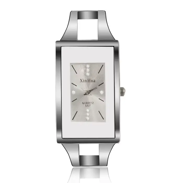 Femmes Bracelet montre exquise Quartz montre-Bracelet cristal mode argent élégant horloge en acier i