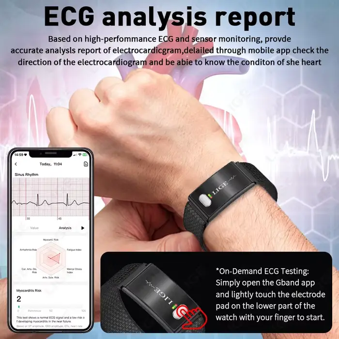 Montre connectée LIGE surveillant de la santé avec suivi de la fréquence cardiaque, sommeil et activité sportive pour hommes et femmes occasions quotidiennes et sportives