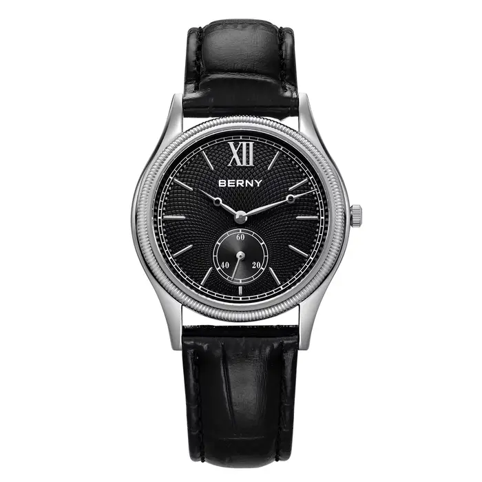 Montres pour hommes BERNY, montre à quartz élégante et classique de luxe, boîtier fin en acier inoxy