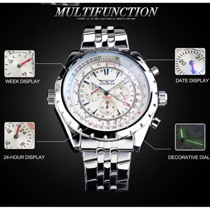 JARAGAR 212 mode hommes montre mécanique automatique étanche en acier inoxydable calendrier lumineux luxe homme d'affaires montres