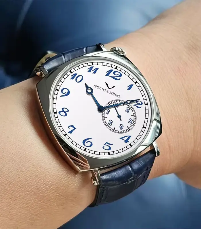 Specht & Söhne nouvelle montre Vintage 38mm pour hommes or Rose saphir cristal en cuir véritable montre-bracelet automatique 5ATM étanche
