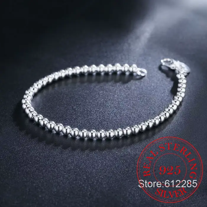 Bracelet en argent regardé 100% véritable pour adolescentes