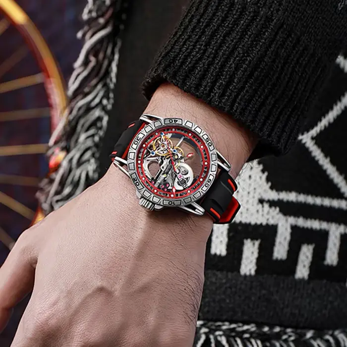 MUSANFIGO montre pour hommes entièrement automatique évidée avec mouvement mécanique