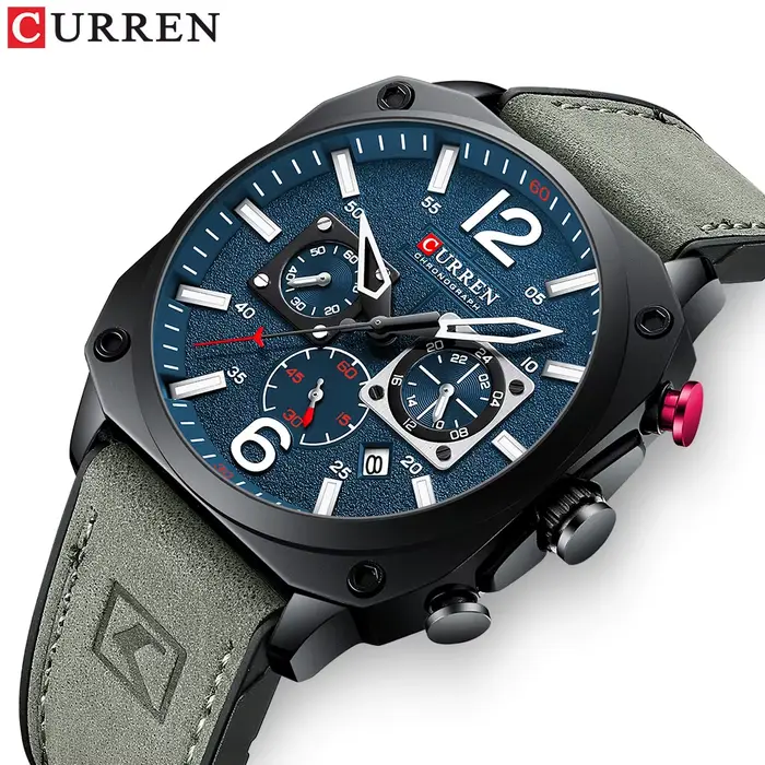 CURREN – montre chronographe carrée vintage pour hommes