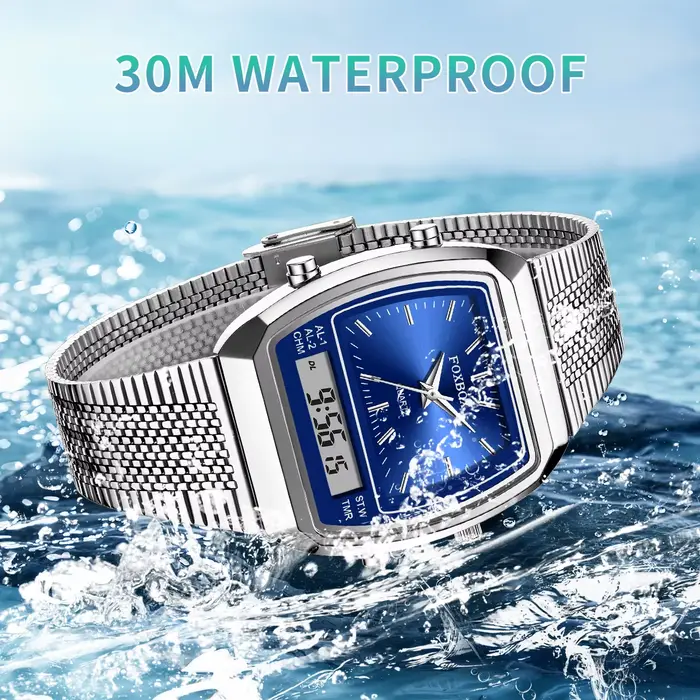 FOXBOX montres à Quartz de luxe mode double affichage temps pour hommes femmes Sports de plein air semaine étanche montre-bracelet numérique Relojes