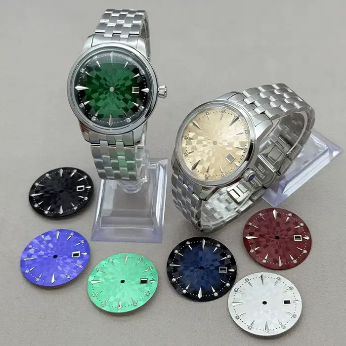 Boîtier de montre mécanique 40mm argenté avec couverture transparente pour mouvements NH35 NH38 4R 7S, parfait pour hommes et femmes, diverses occasions et styles