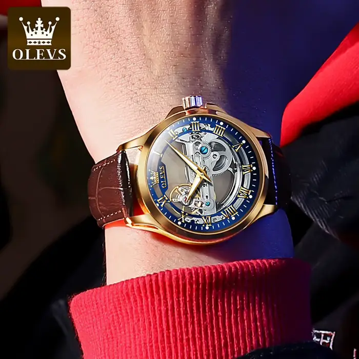 Montre-bracelet mécanique automatique étanche pour homme