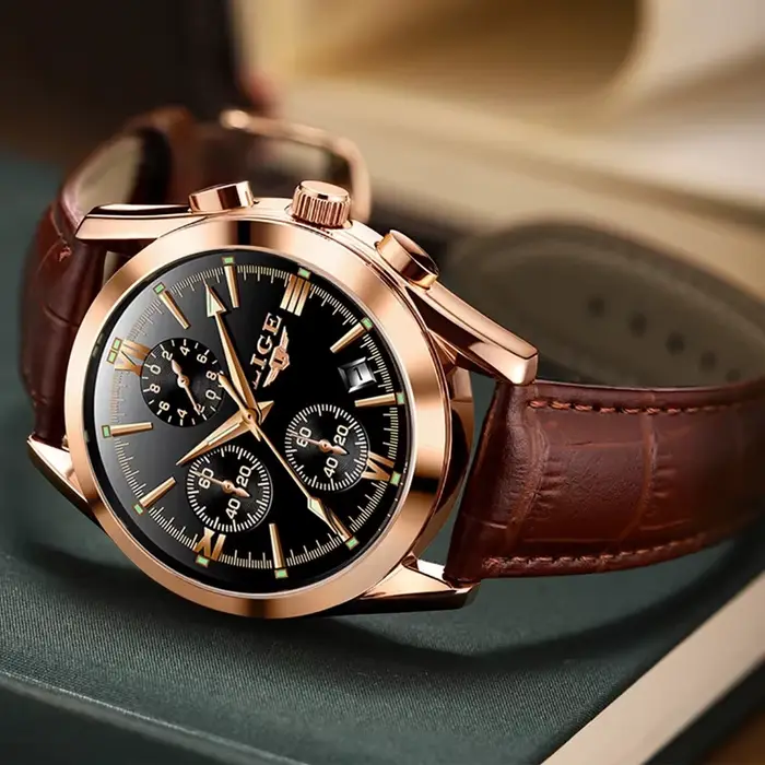 LIGE nouvelle mode hommes montres haut de gamme de luxe décontracté militaire en cuir Quartz homme montre affaires étanche sport chronographe