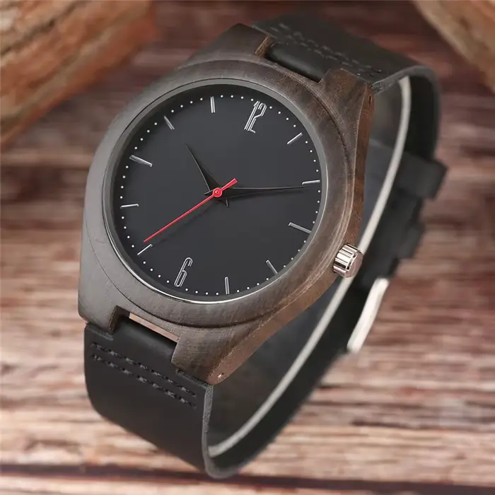 Montre quartz de luxe en bois de bambou pour hommes et femmes