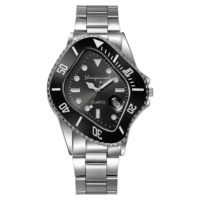 Montre homme torsadée effet fusion boîtier en acier avec bracelet quartz en acier pour homme occasionnels spéciaux