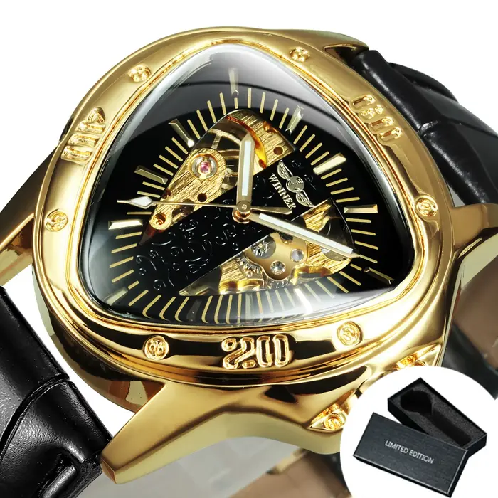 WINNER sport hommes montres haut de gamme de luxe or Triangle squelette automatique montre mécanique