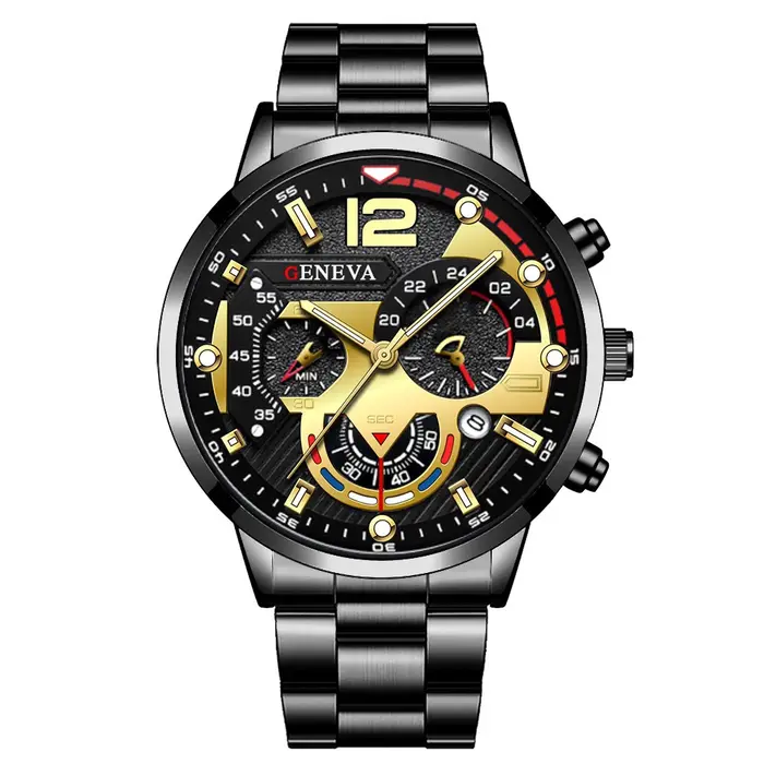 Montre chronographe pour homme avec bracelet en acier argenté