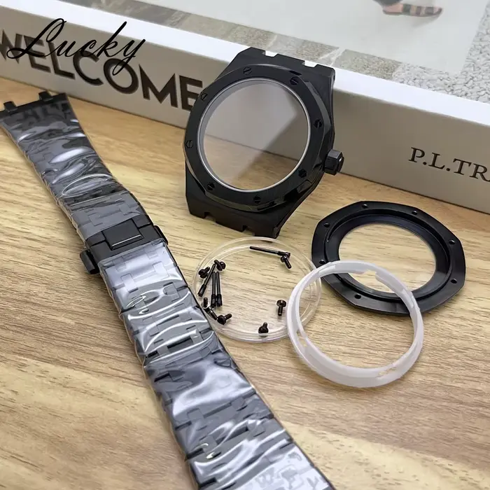 Boîtier de montre AP de haute qualité 41 mm, NH34 NH35 NH36 NH38 NH39 NH70, cristal saphir, acier inoxydable massif, pièces de boîtier de montre AP