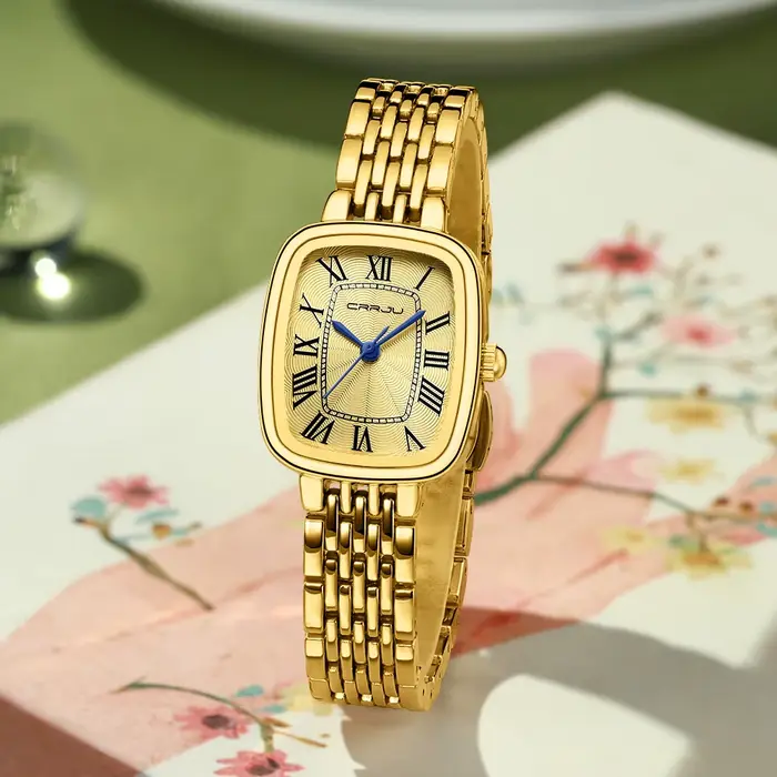 CRRJU Montres en or pour femme avec petit bracelet vintage