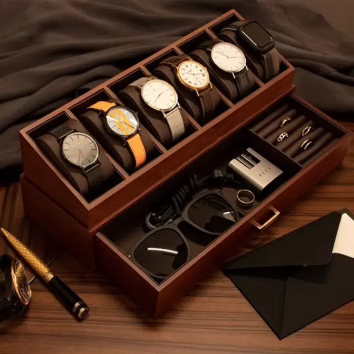 Boîte de rangement de montre en bois