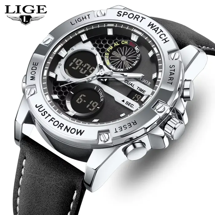 Montres militaires FOXBOX montres de sport chronographe double affichage analogique-digital robuste résistante à l'eau pour hommes aventuriers et collectionneurs