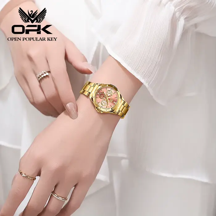 OPK 6001 montres pour femmes solide en acier inoxydable élégant cadran rose marque de luxe dames